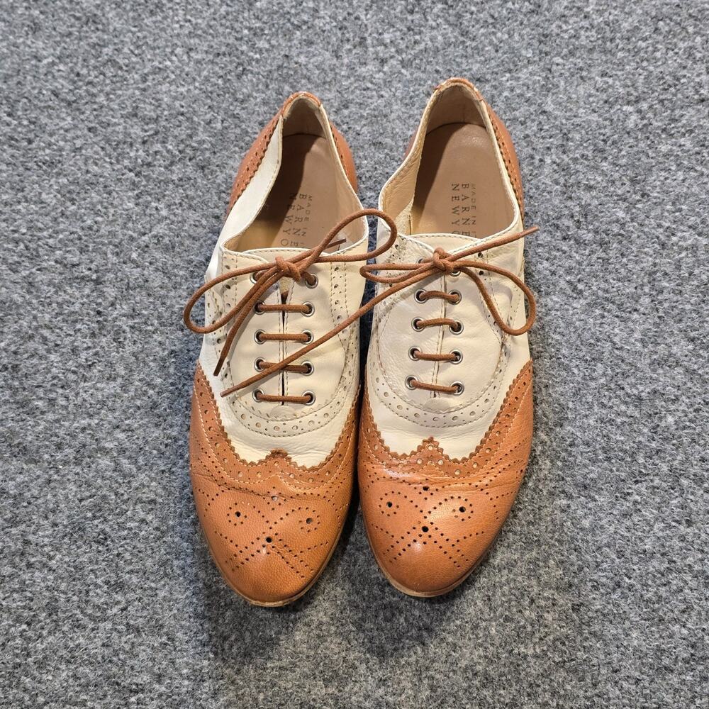 Barneys New York Shoes Womens 7.5 Brown Oxford Wing Tip Leather Italy Classic